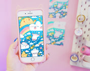 Digital Phone Wallpaper with Marshmallow Clouds | Cute Aesthetic Phone Background for iPhone & Android Katnipp character product