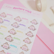 Doctors Visit Sticker Sheet | A6 Kawaii Planner Stickers | MISC 008 Katnipp character product