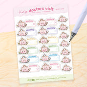 Doctors Visit Sticker Sheet | A6 Kawaii Planner Stickers | MISC 008 Katnipp character product