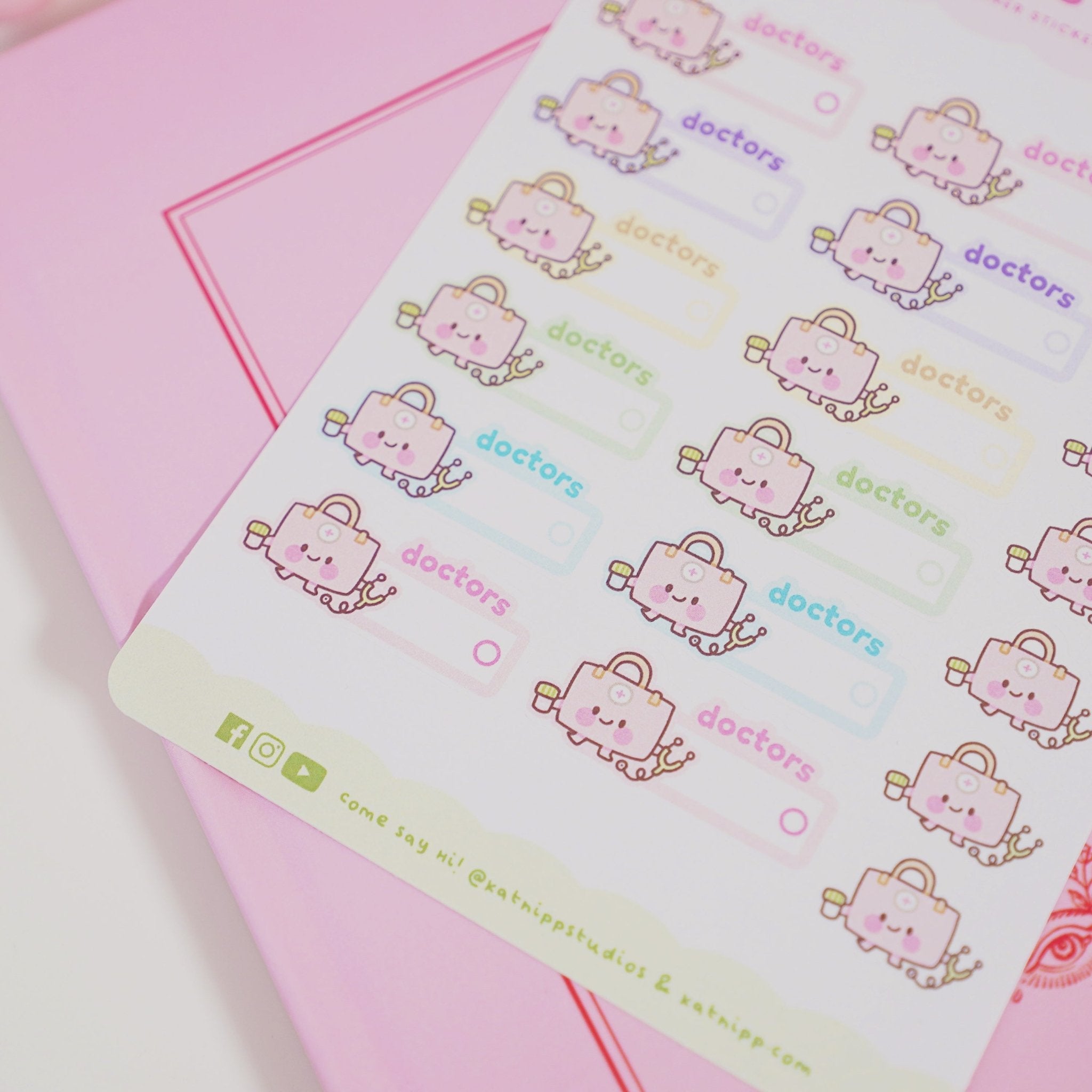Doctors Visit Sticker Sheet | A6 Kawaii Planner Stickers | MISC 008 Katnipp character product