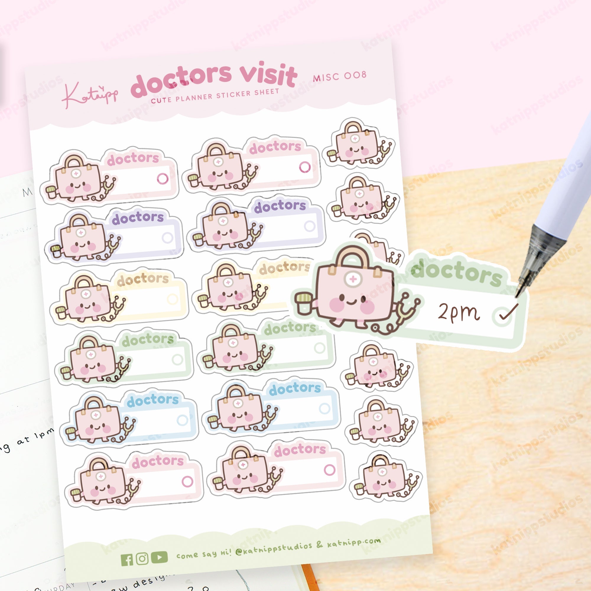 Kawaii Doctor's Visit Planner Sticker Sheet | A6 Size – Katnipp Studios