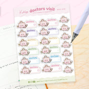 Doctors Visit Sticker Sheet | A6 Kawaii Planner Stickers | MISC 008 Katnipp character product