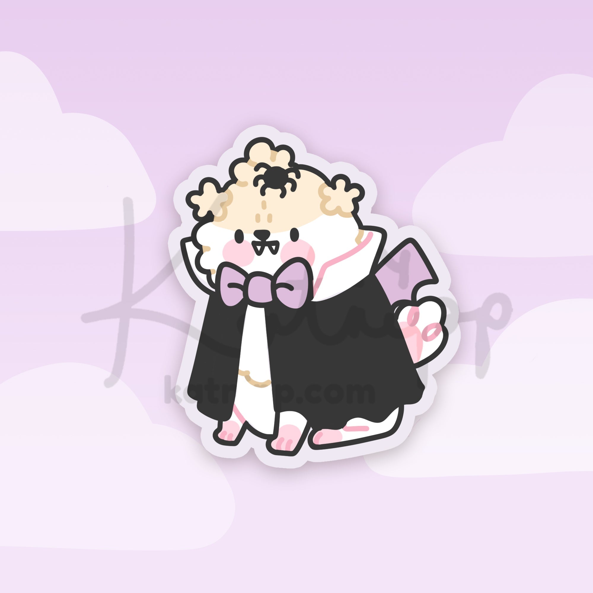 Dracula Puddin Kawaii Vinyl Sticker | Cute Vampire Dog Katnipp character product