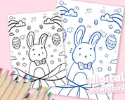 Easter Bunny Printable Colouring Sheet | Katnipp Digital Download Katnipp character product