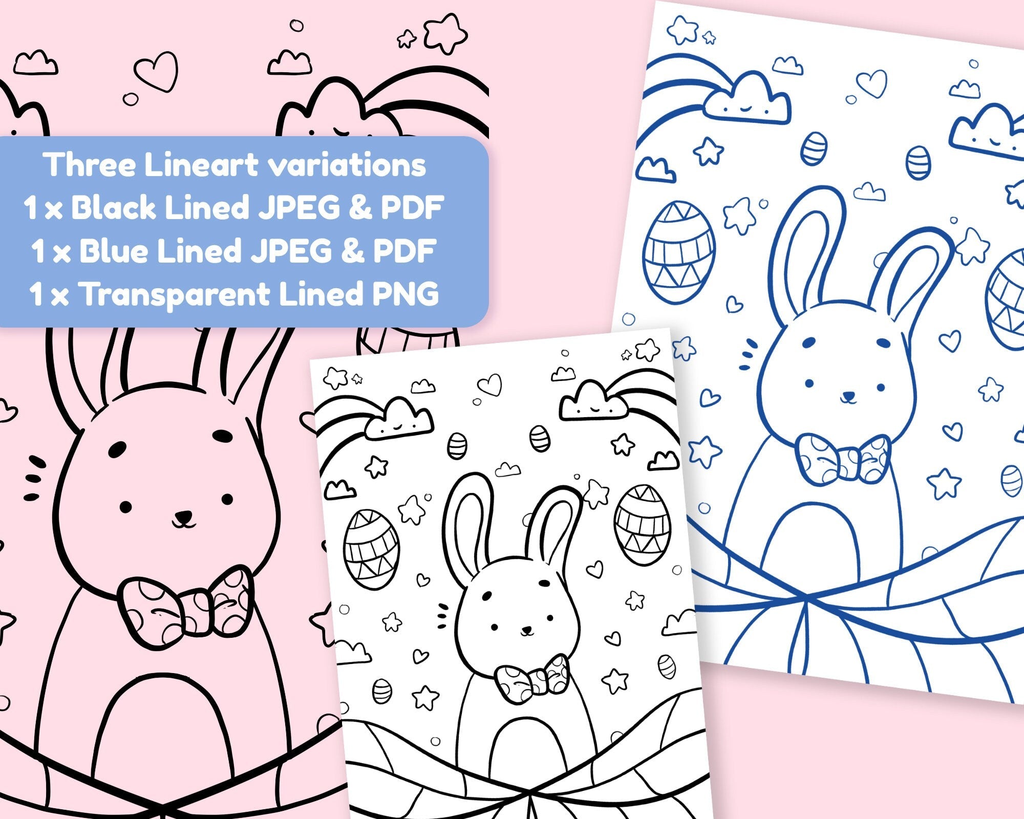 Easter Bunny Colouring Page Printable Digital Download – Katnipp Studios