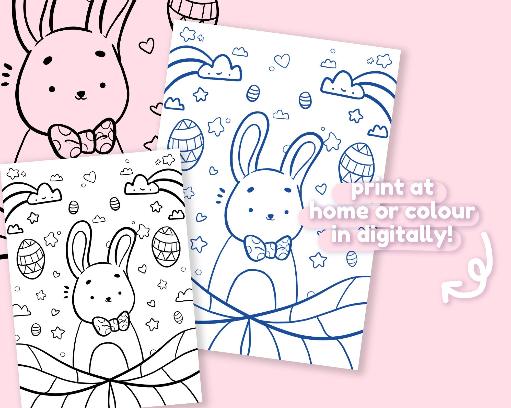 Easter Bunny Colouring Page Digital Download | Cute Printable Easter Colouring Sheet for At-Home Fun - Katnipp Colouring Book - Katnipp Studios