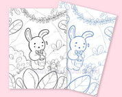 Easter Bunny Printable Colouring Page | Cute Easter Digital Download | Katnipp Art Katnipp character product