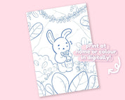 Easter Bunny Printable Colouring Page | Cute Easter Digital Download | Katnipp Art Katnipp character product