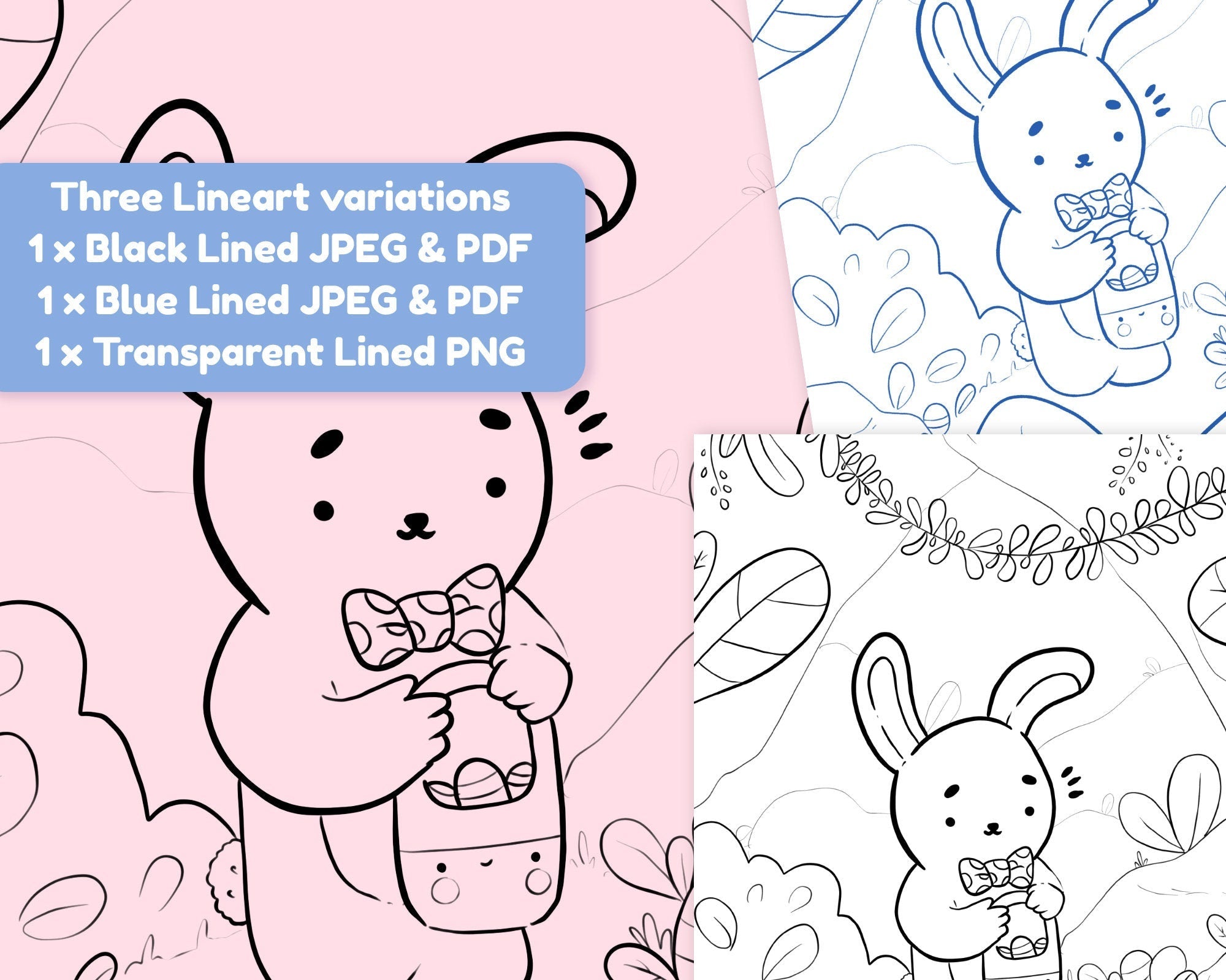 Easter Bunny Printable Colouring Page | Cute Easter Digital Download | Katnipp Art Katnipp character product