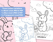 Easter Bunny Kawaii Colouring Page | Katnipp Printable Download Katnipp character product