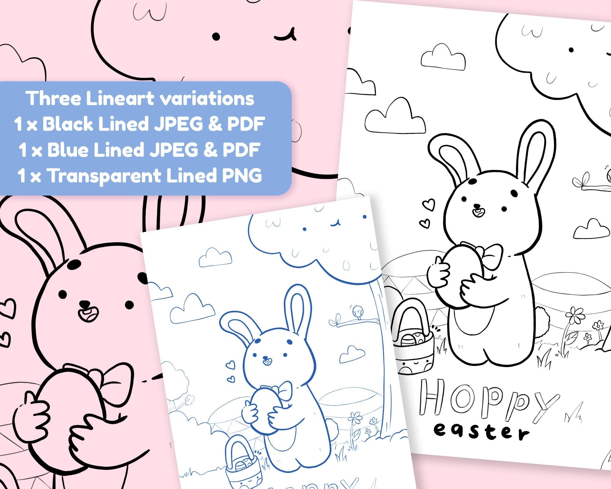 Easter Bunny Kawaii Colouring Page | Katnipp Printable Download Katnipp character product