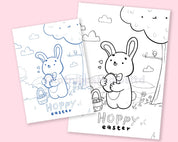 Easter Bunny Kawaii Colouring Page | Katnipp Printable Download Katnipp character product