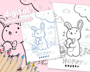 Easter Bunny Kawaii Colouring Page | Katnipp Printable Download Katnipp character product
