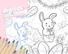 Easter Bunny Printable Colouring Page | Cute Easter-Themed Digital Download for At-Home Colouring - Katnipp Colouring Book - Katnipp Studios