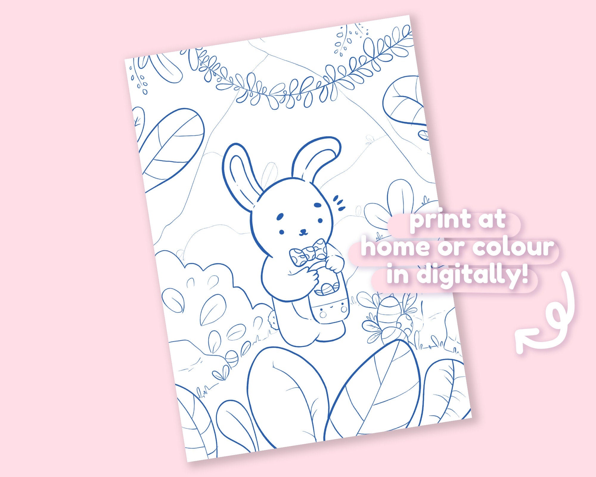 Easter Bunny Printable Colouring Page | Cute Easter-Themed Digital Download for At-Home Colouring - Katnipp Colouring Book - Katnipp Studios