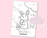 Easter Bunny Printable Colouring Page | Easter-Themed Digital Download for At-Home Colouring - Katnipp Colouring Book - Katnipp Studios