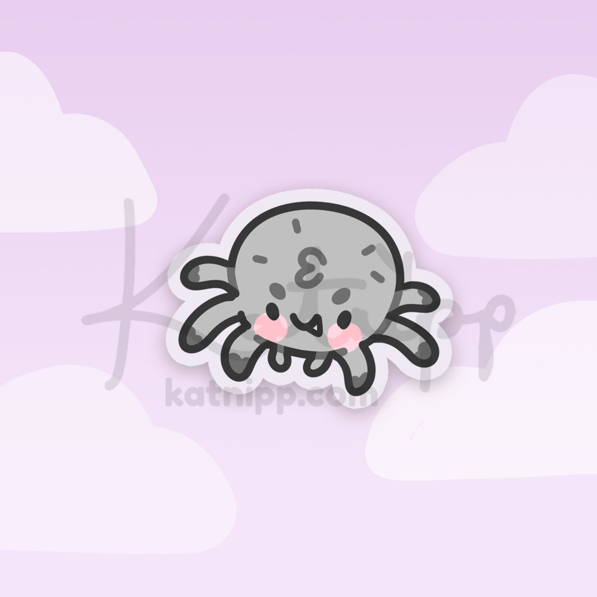 Fluffy the Spider Kawaii Gothic Vinyl Sticker | Spooky Cute Katnipp character product