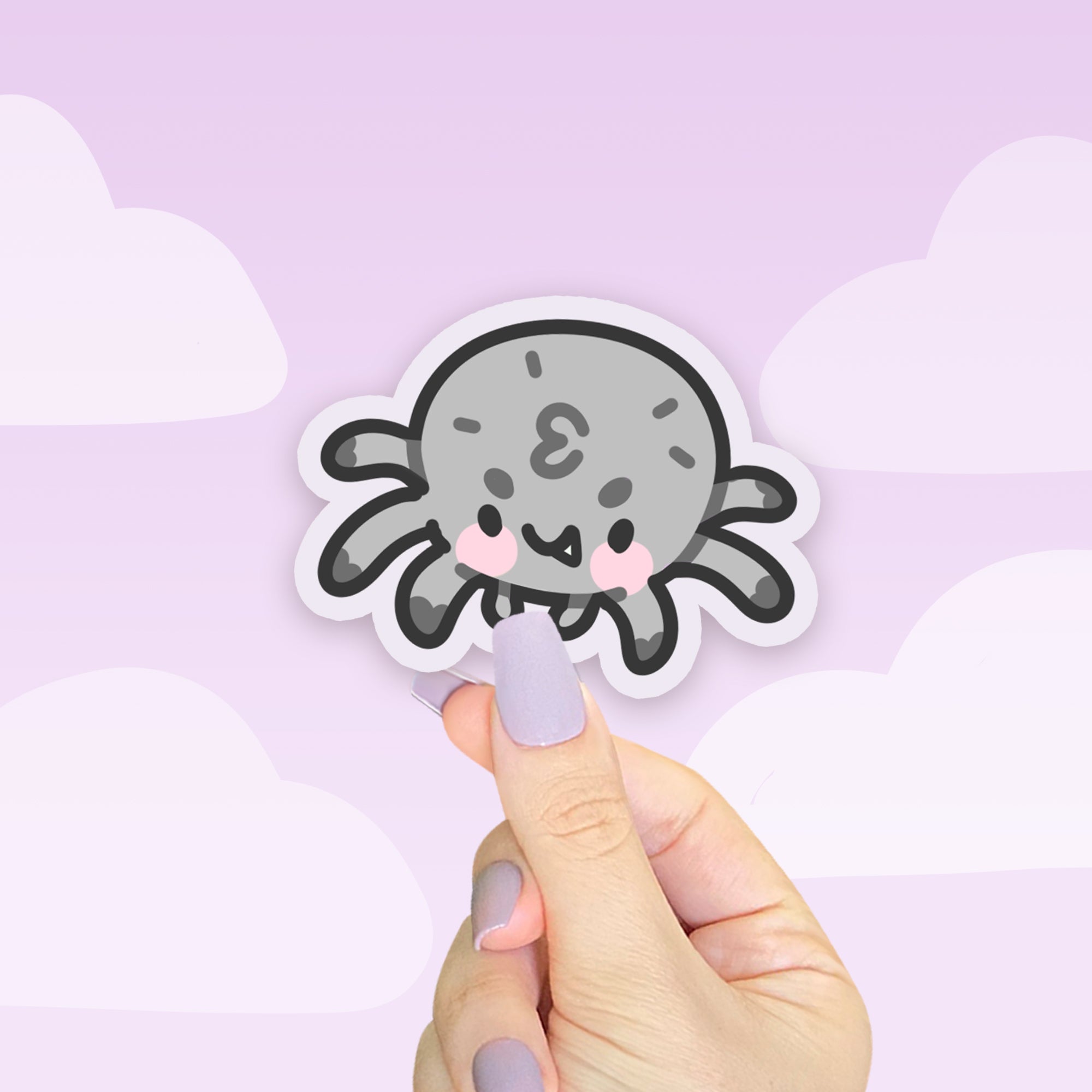 Fluffy the Spider Kawaii Gothic Vinyl Sticker | Spooky Cute Katnipp character product