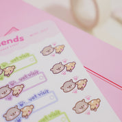 Furry Friends Vet Visit Sticker Sheet | A6 Cute Pet Planner Stickers | MISC 007 Katnipp character product