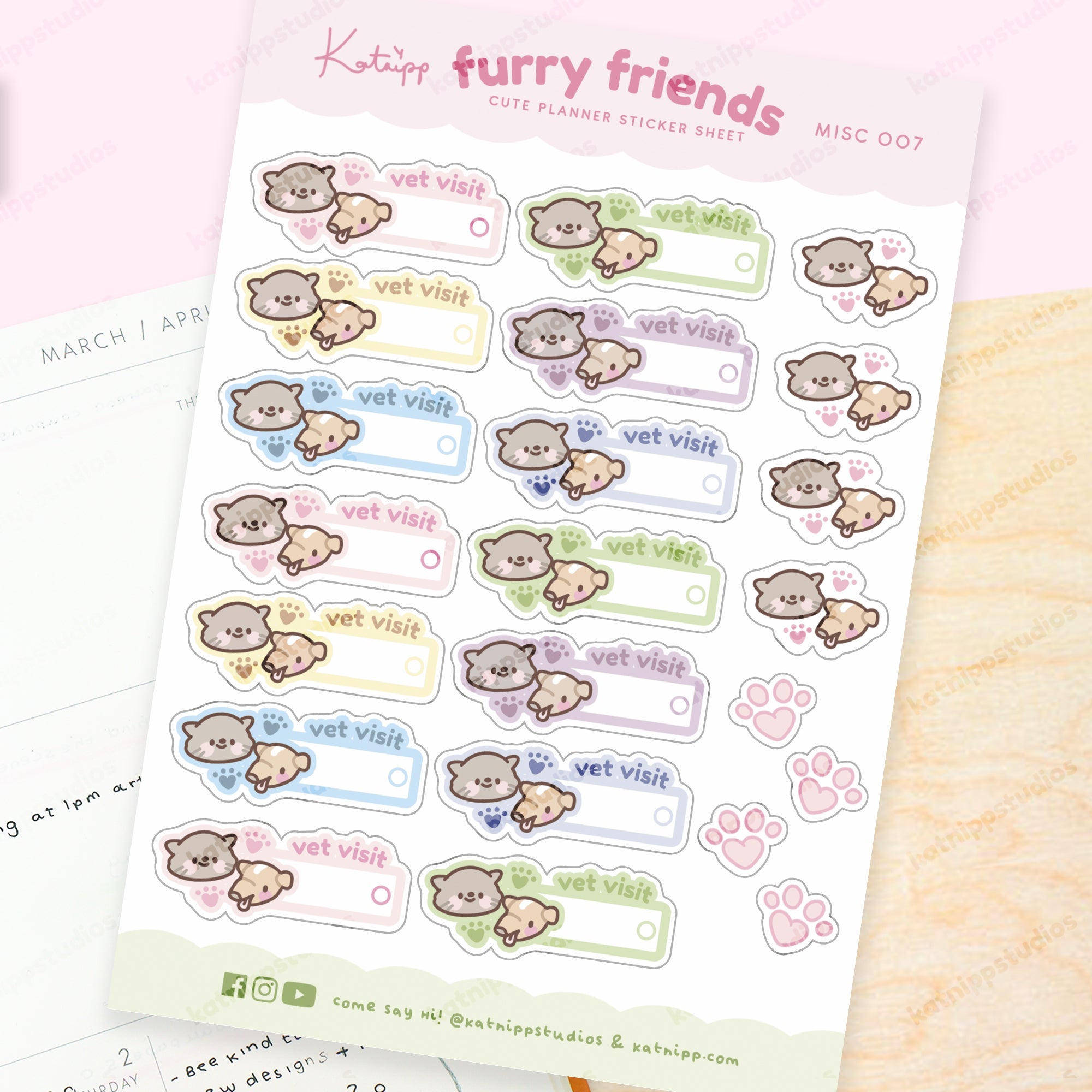 Furry Friends Vet Visit Sticker Sheet | Cute Pet Planner A6 – Katnipp ...