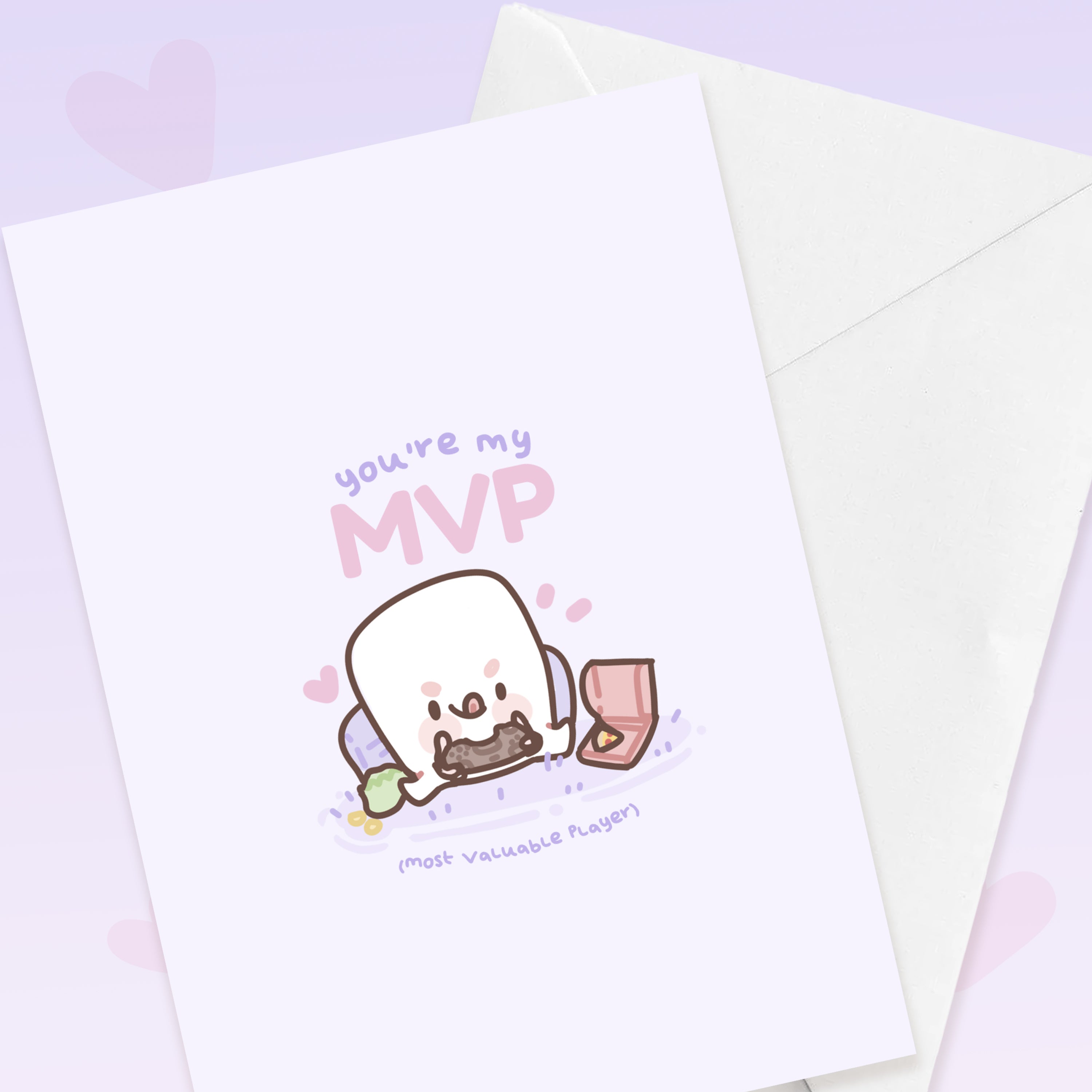 Gamer Kawaii Greetings card Most Valuable Player Marshie Valentines Card - GC003 - Katnipp Studios