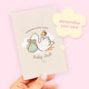 Gender Neutral Baby Shower Card with Stork & Bumblebutt - Personalised Baby Greeting - Katnipp Studios