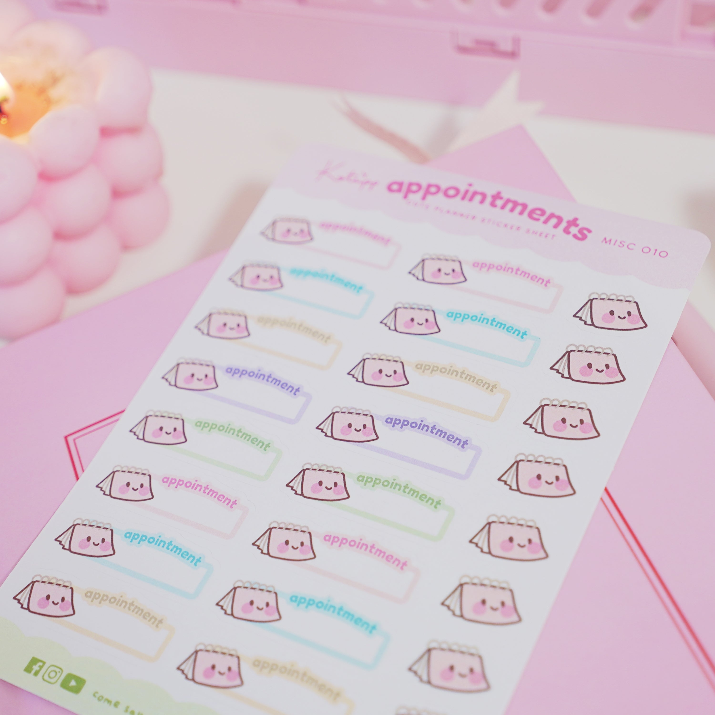 General Appointments Kawaii Cute Planner Sticker Sheet - MISC 010 - Katnipp Studios