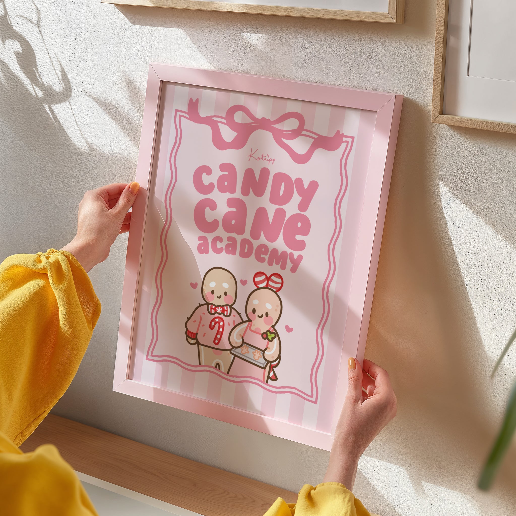 Gingie & Spice Candy Cane Academy Art Print | Kawaii Pastel Christmas Art Print with Festive Decor - Katnipp Studios