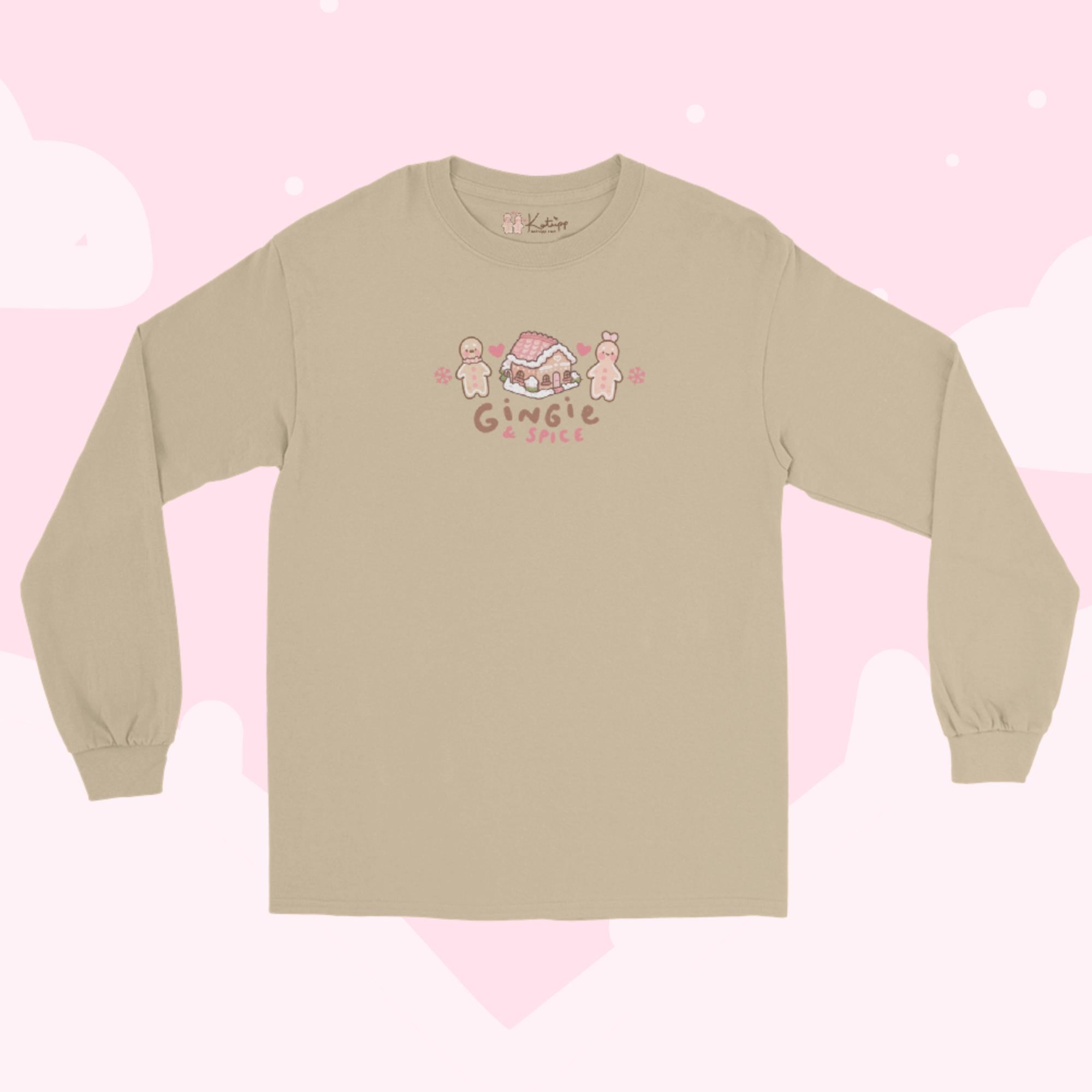 Gingie & Spice Christmas Long Sleeve Shirt | Cute Gingerbread Holiday Apparel | Festive Kawaii Winter Clothing - Katnipp Studios