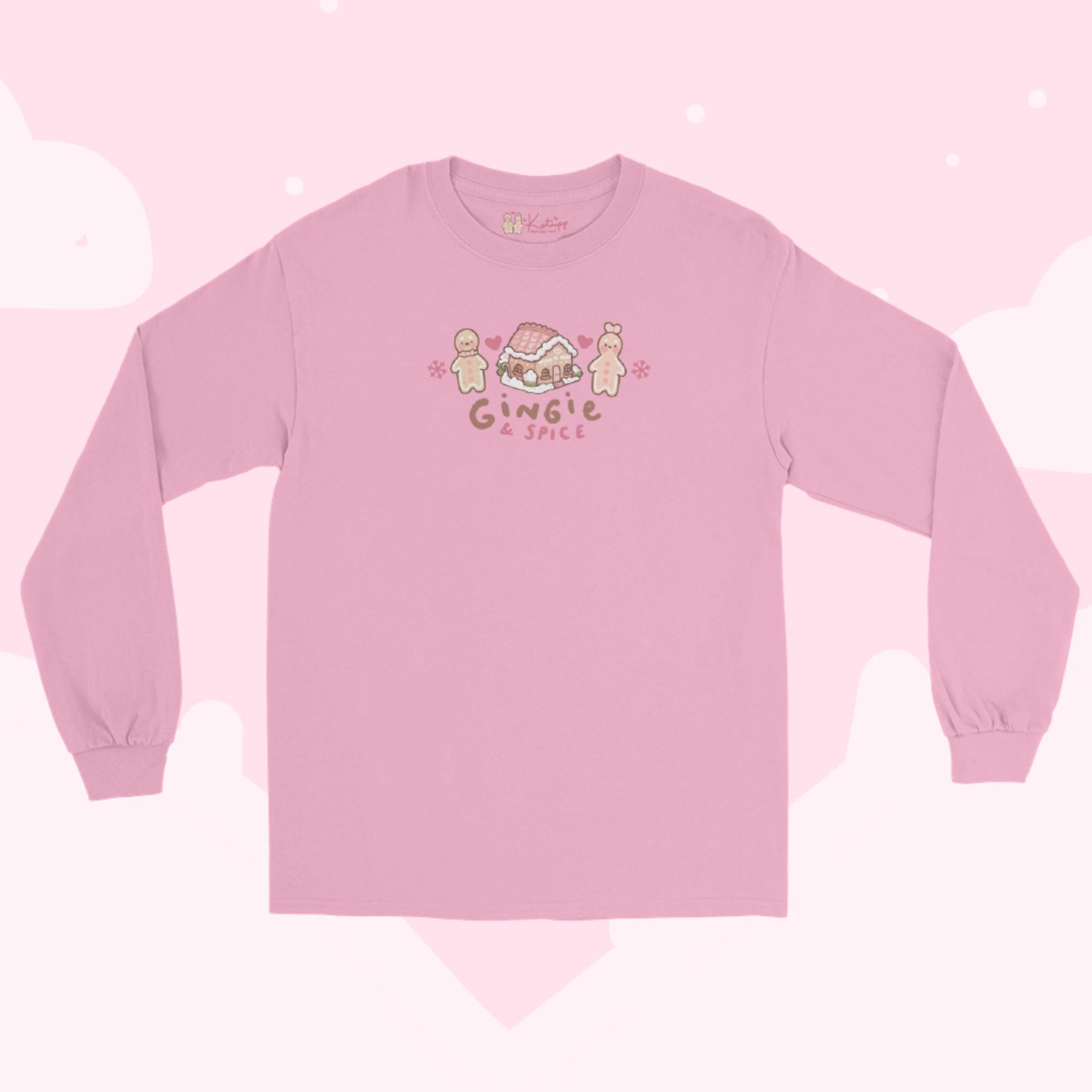 Gingie & Spice Christmas Long Sleeve Shirt | Cute Gingerbread Holiday Apparel | Festive Kawaii Winter Clothing - Katnipp Studios