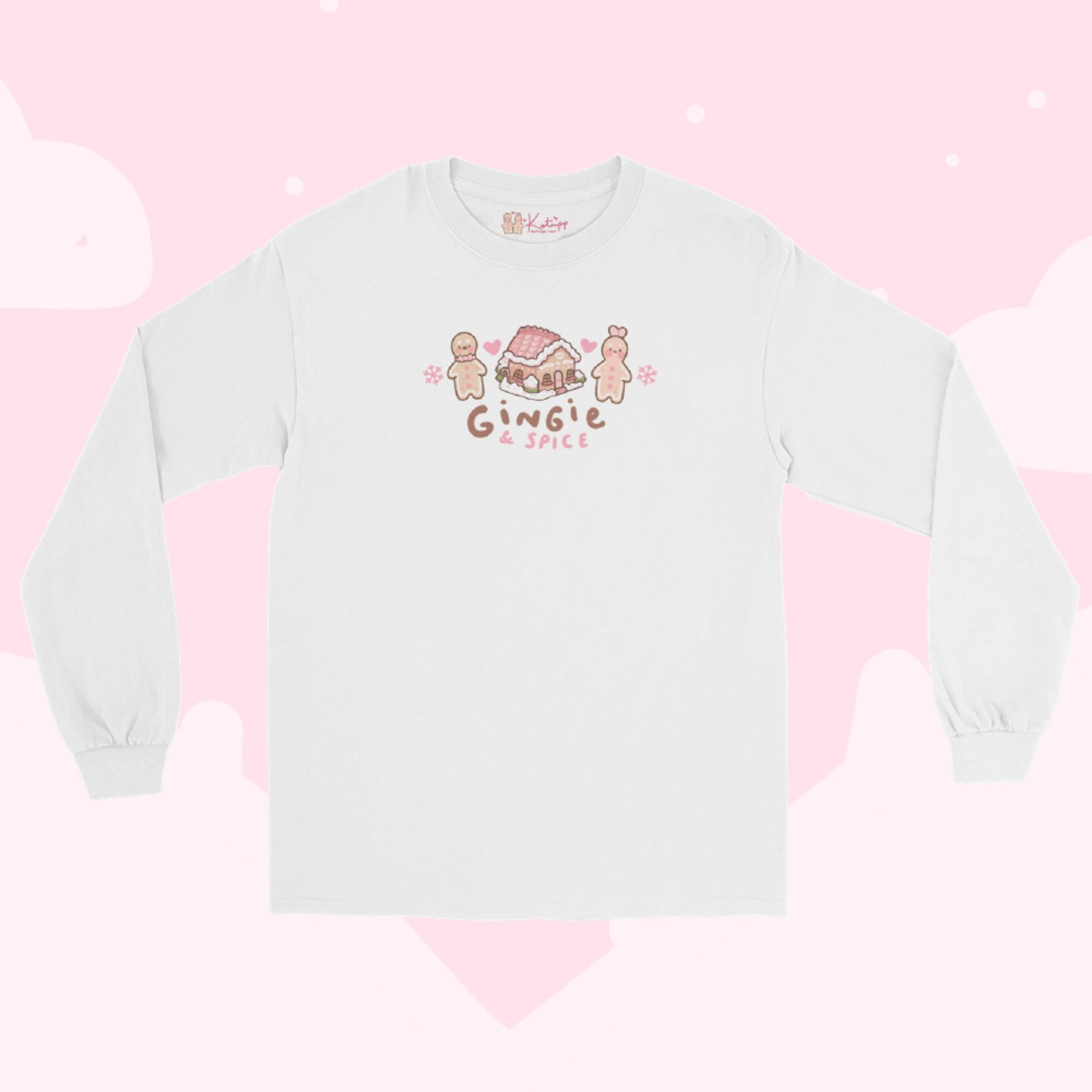 Gingie & Spice Christmas Long Sleeve Shirt | Cute Gingerbread Holiday Apparel | Festive Kawaii Winter Clothing - Katnipp Studios