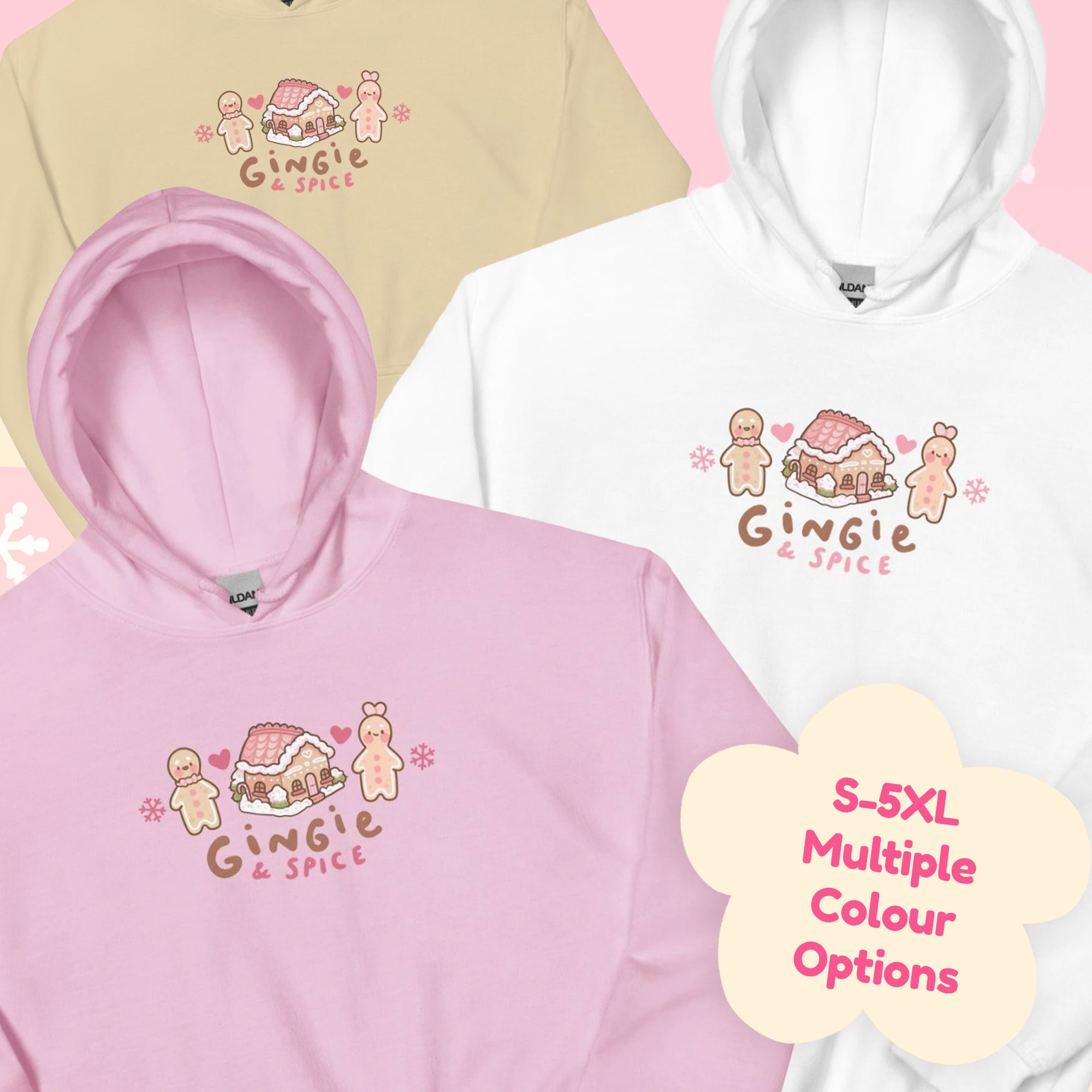 Gingie & Spice Kawaii Christmas Hoodie | Cute Gingerbread Holiday Apparel | Festive Winter Clothing - Katnipp Studios