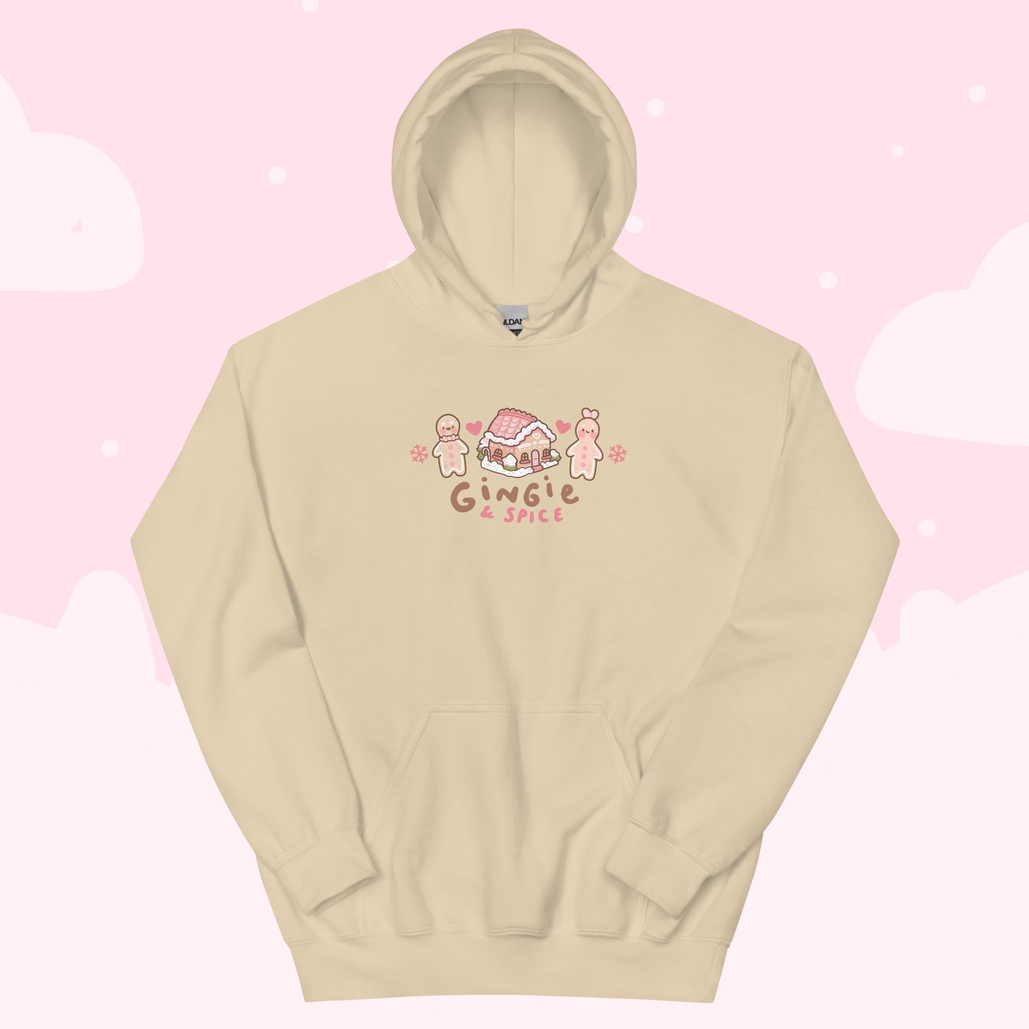 Gingie & Spice Kawaii Christmas Hoodie | Cute Gingerbread Holiday Apparel | Festive Winter Clothing - Katnipp Studios