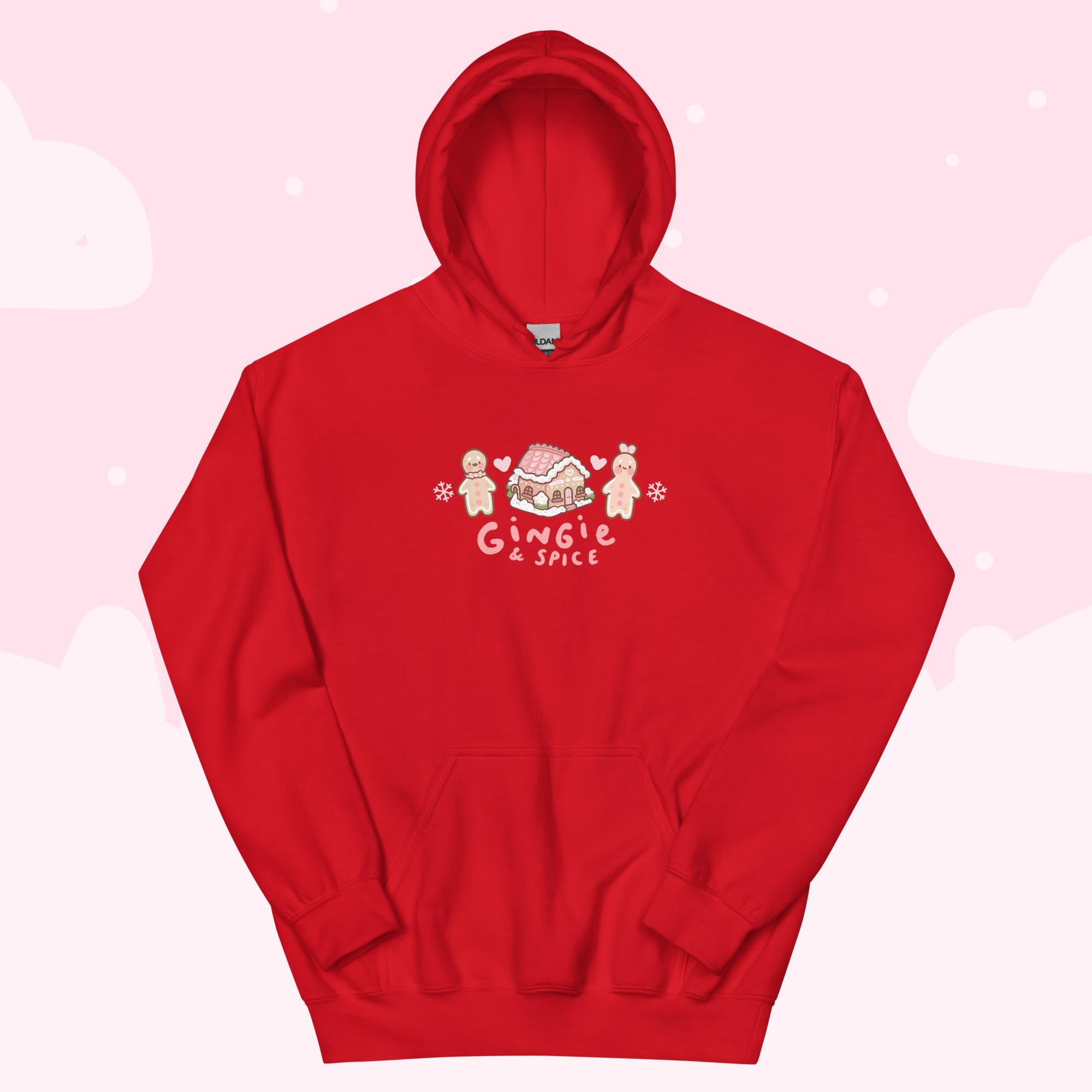 Gingie & Spice Kawaii Christmas Hoodie | Cute Gingerbread Holiday Apparel | Festive Winter Clothing - Katnipp Studios