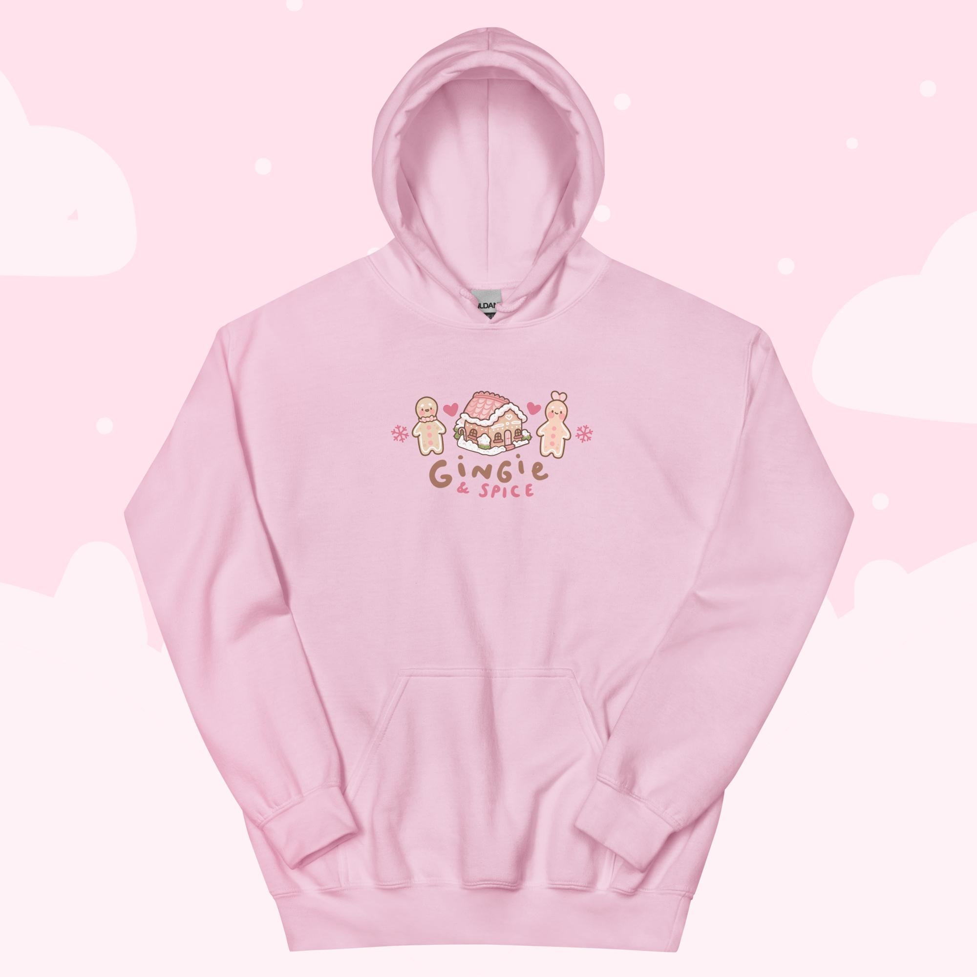 Gingie & Spice Kawaii Christmas Hoodie | Cute Gingerbread Holiday Apparel | Festive Winter Clothing - Katnipp Studios