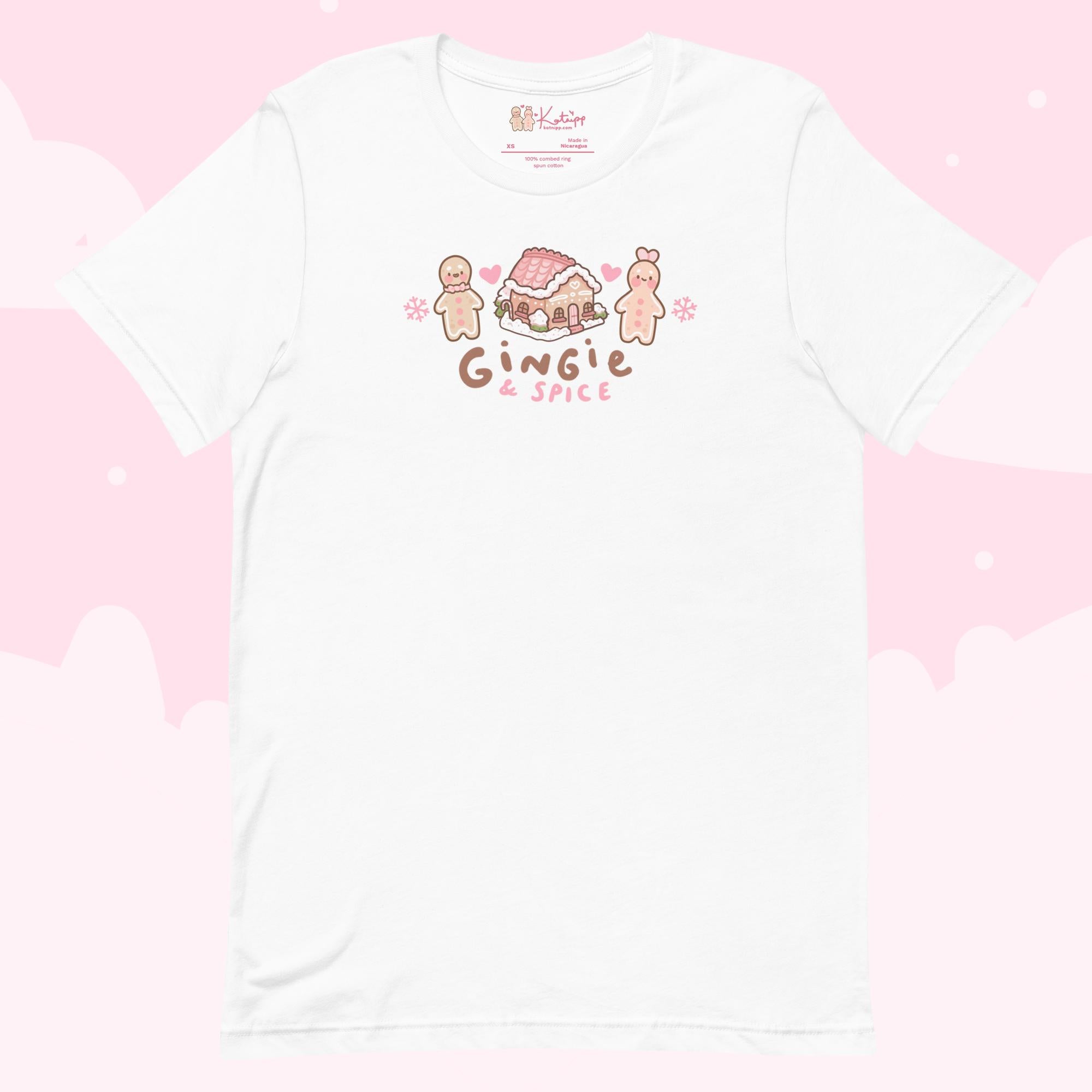 Gingie & Spice Kawaii Christmas T-Shirt | Cute Gingerbread Holiday Apparel | Festive Winter Clothing - Katnipp Studios