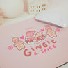 Gingie & Spice Mouse Pad | Kawaii Pastel Pink Desk Decor & Festive Holiday Gift | Cute Gingerbread Couple Office Accessories - Katnipp Studios