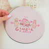 Gingie & Spice Mouse Pad | Kawaii Pastel Pink Desk Decor & Festive Holiday Gift | Cute Gingerbread Couple Office Accessories - Katnipp Studios