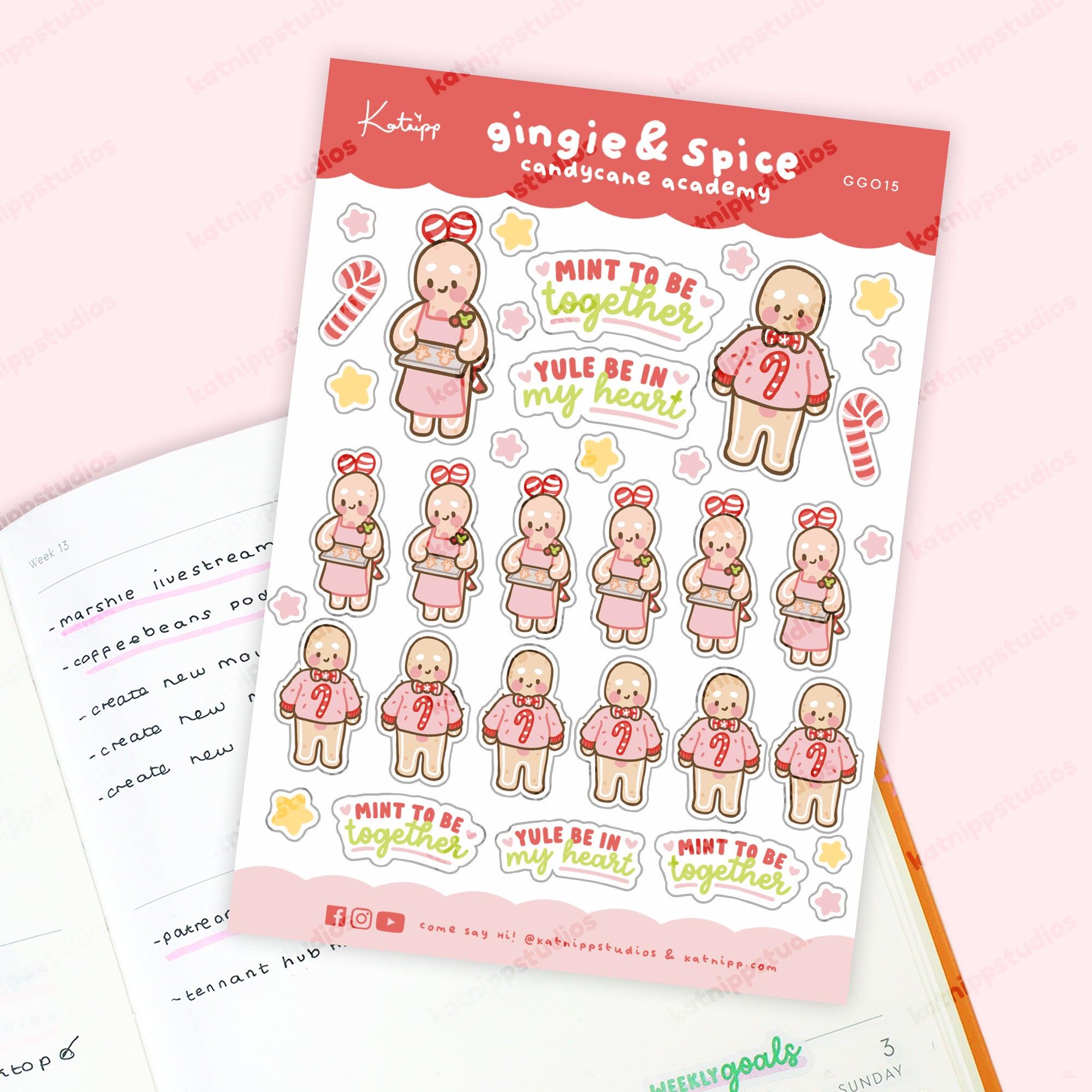 Gingie and Spices Candy Cane Academy Sticker Sheet & Envelope Seals - Katnipp Studios