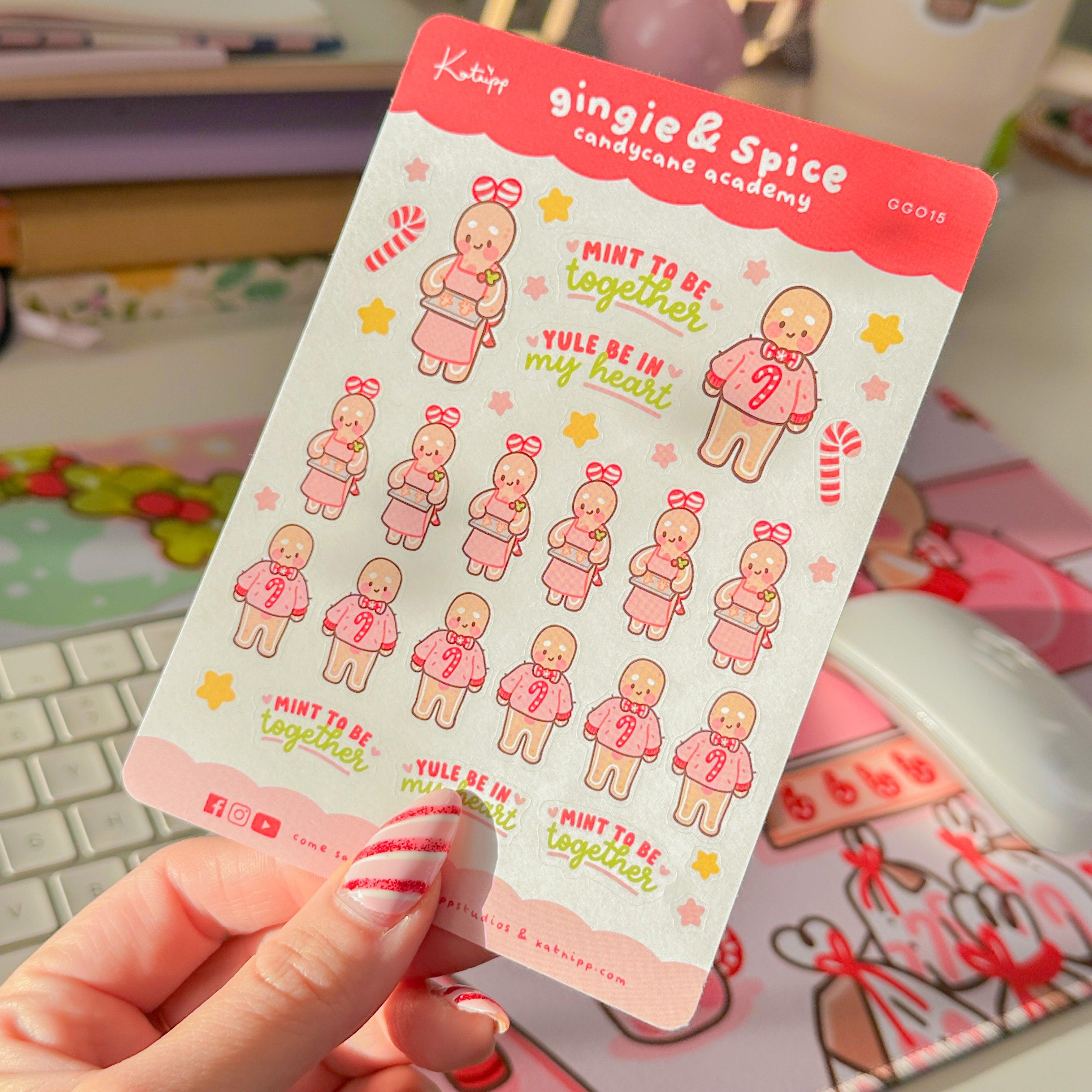 Gingie and Spices Candy Cane Academy Sticker Sheet & Envelope Seals - Katnipp Studios