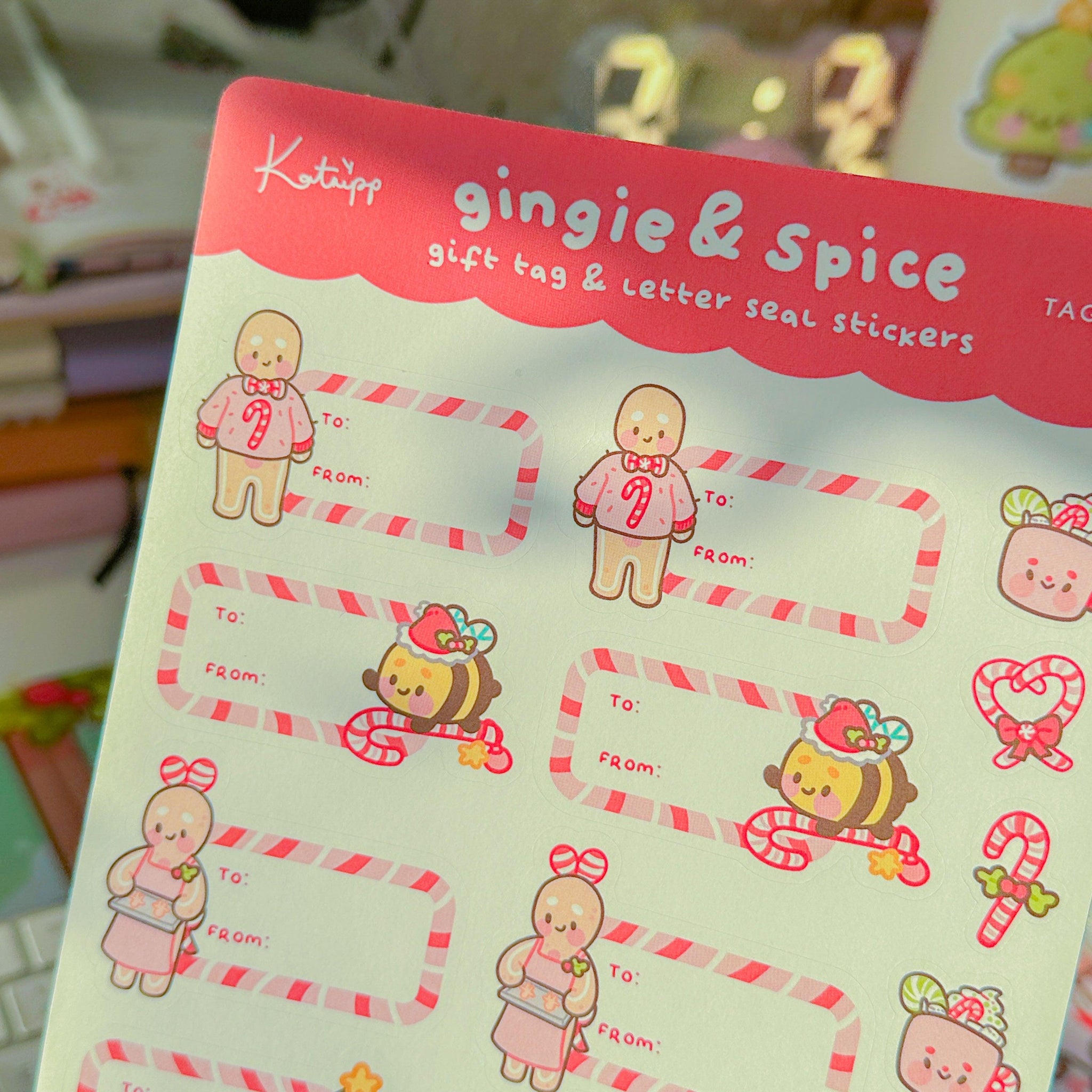 Gingie and Spices To and From Christmas Gift Tag & Envelope Seal