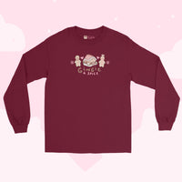 Gingie &amp; Spice Christmas Long Sleeve Shirt | Cute Gingerbread Holiday Apparel | Festive Kawaii Winter Clothing - Maroon / S