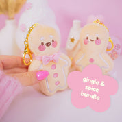 Gingie & Spice Gingerbread Kawaii Keychain Plushie Bundle | Cute Mini Soft Toy Charms | Adorable Gingerbread Accessories for Bags, Keys & Gifts Katnipp character product