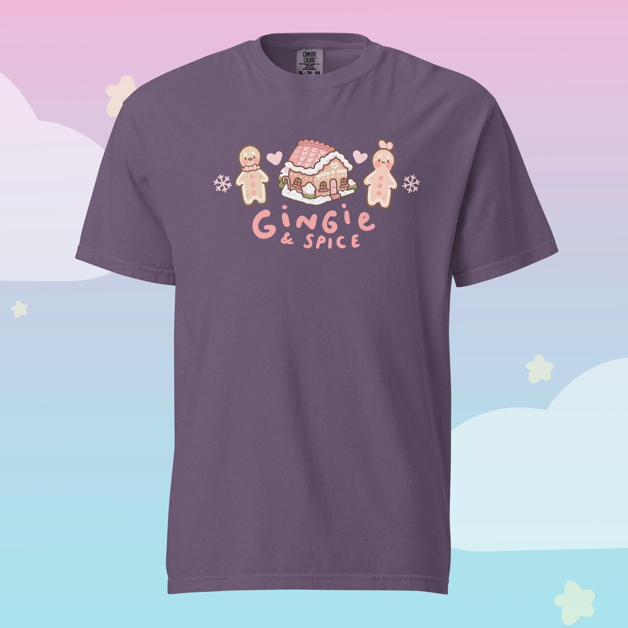 Gingie & Spice Kawaii Christmas T-Shirt | Cute Gingerbread Character Holiday Tee Katnipp character product