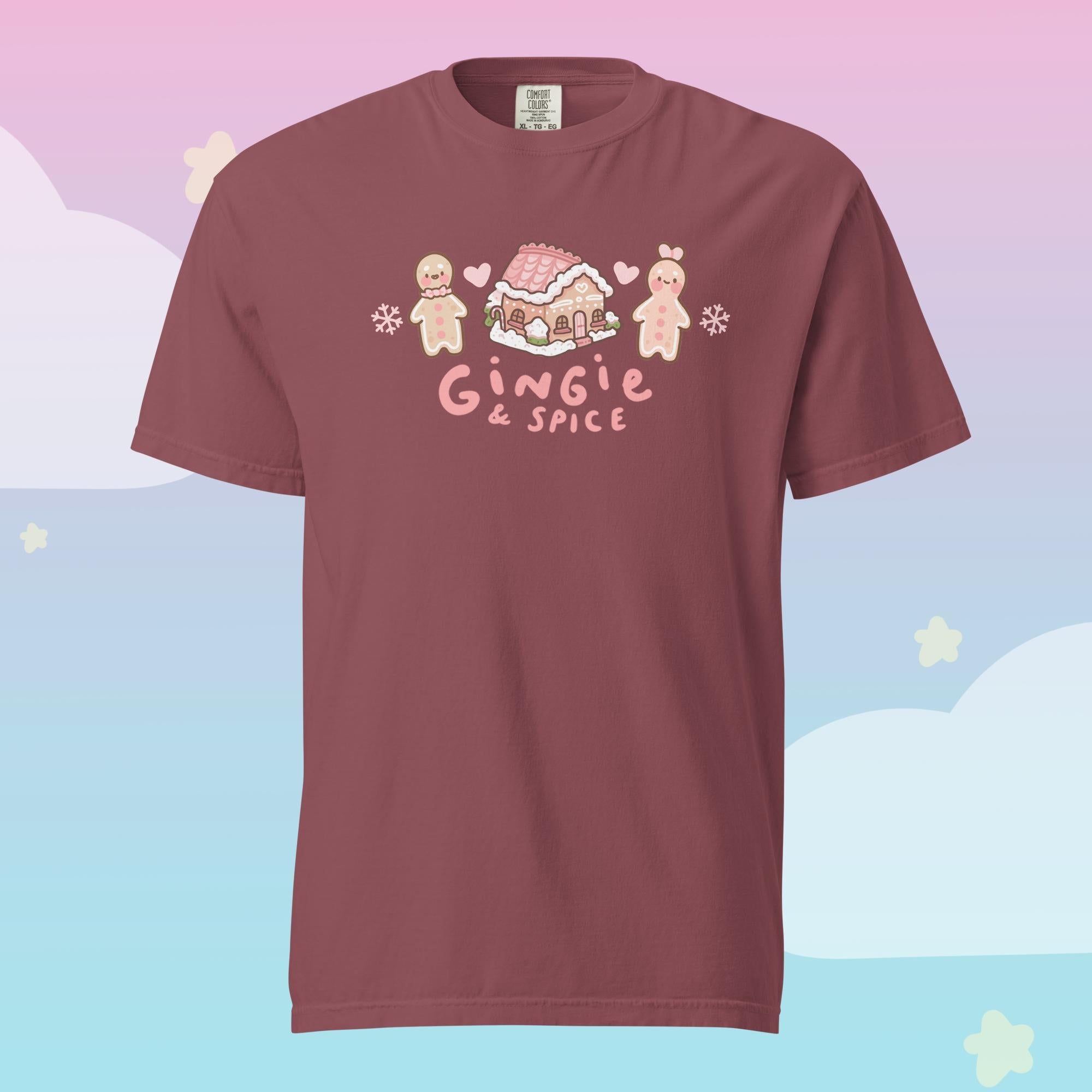 Gingie & Spice Kawaii Christmas T-Shirt | Cute Gingerbread Character Holiday Tee Katnipp character product