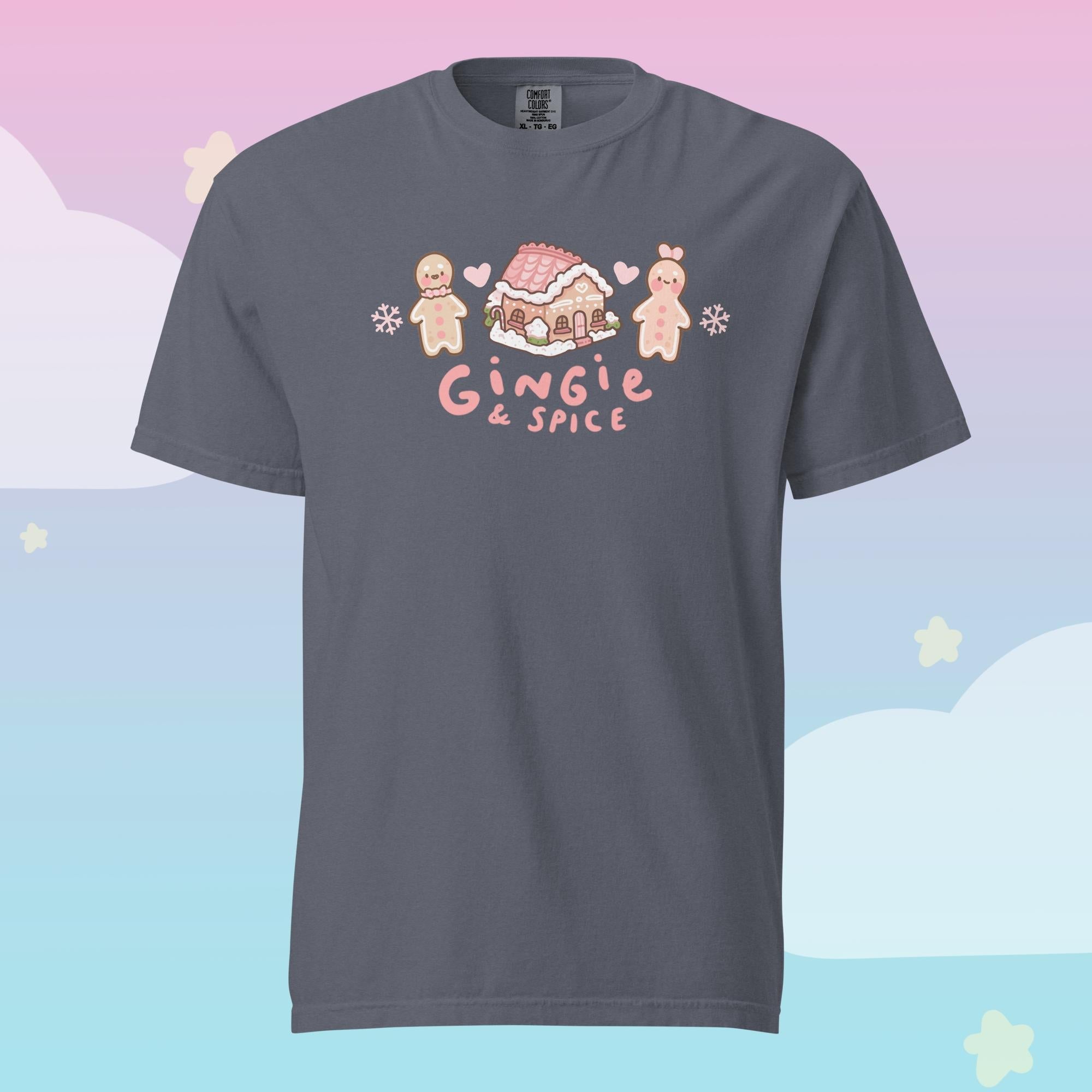 Gingie & Spice Kawaii Christmas T-Shirt | Cute Gingerbread Character Holiday Tee Katnipp character product