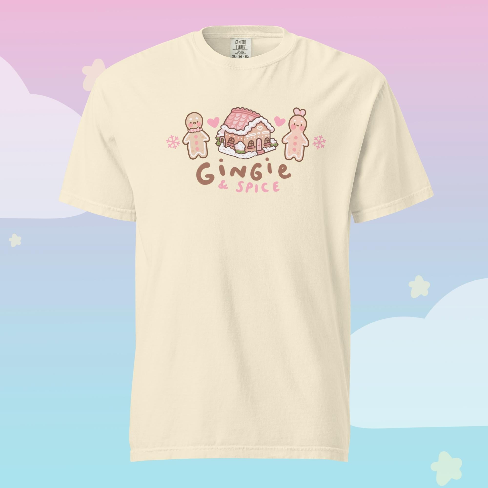 Gingie & Spice Kawaii Christmas T-Shirt | Cute Gingerbread Character Holiday Tee Katnipp character product
