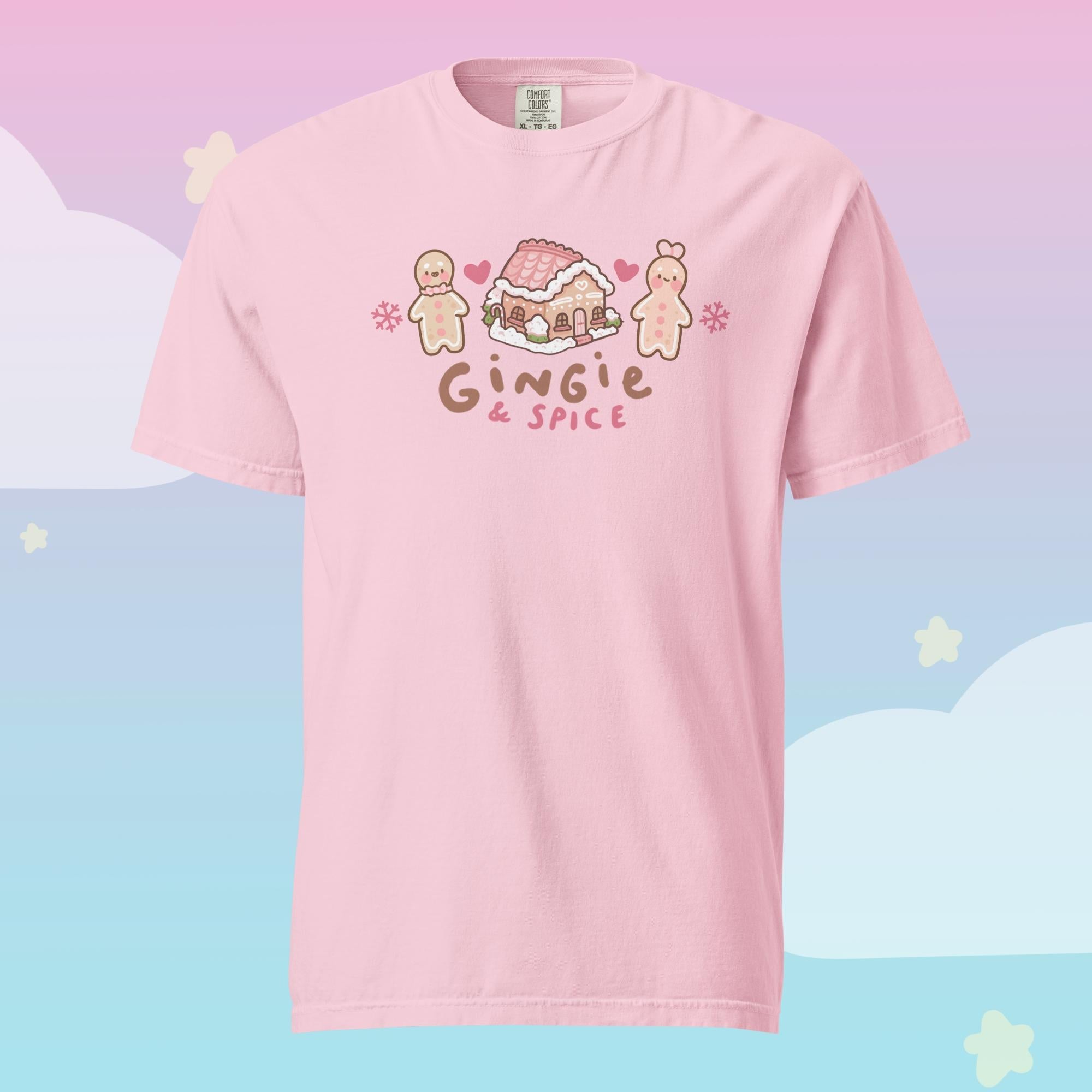Gingie & Spice Kawaii Christmas T-Shirt | Cute Gingerbread Character Holiday Tee Katnipp character product