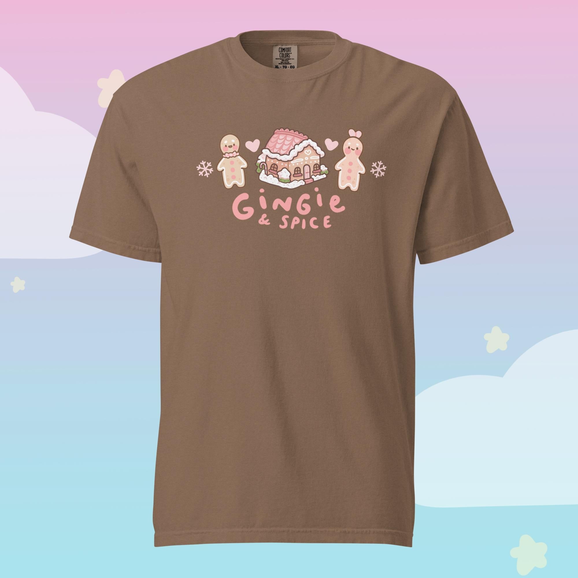Gingie & Spice Kawaii Christmas T-Shirt | Cute Gingerbread Character Holiday Tee Katnipp character product