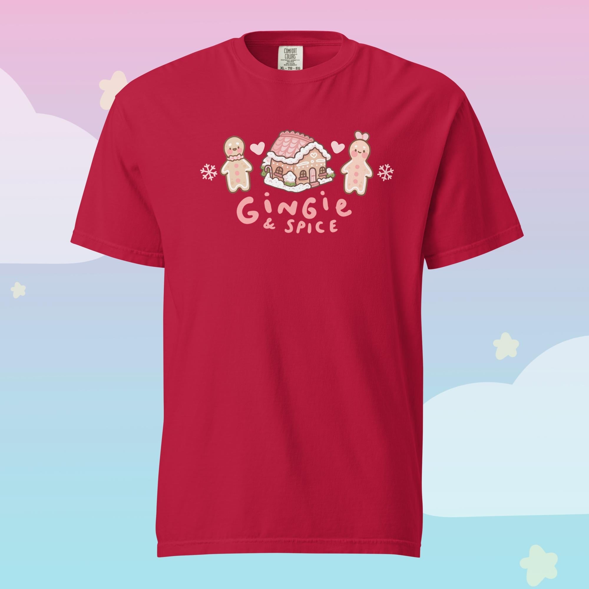 Gingie & Spice Kawaii Christmas T-Shirt | Cute Gingerbread Character Holiday Tee Katnipp character product